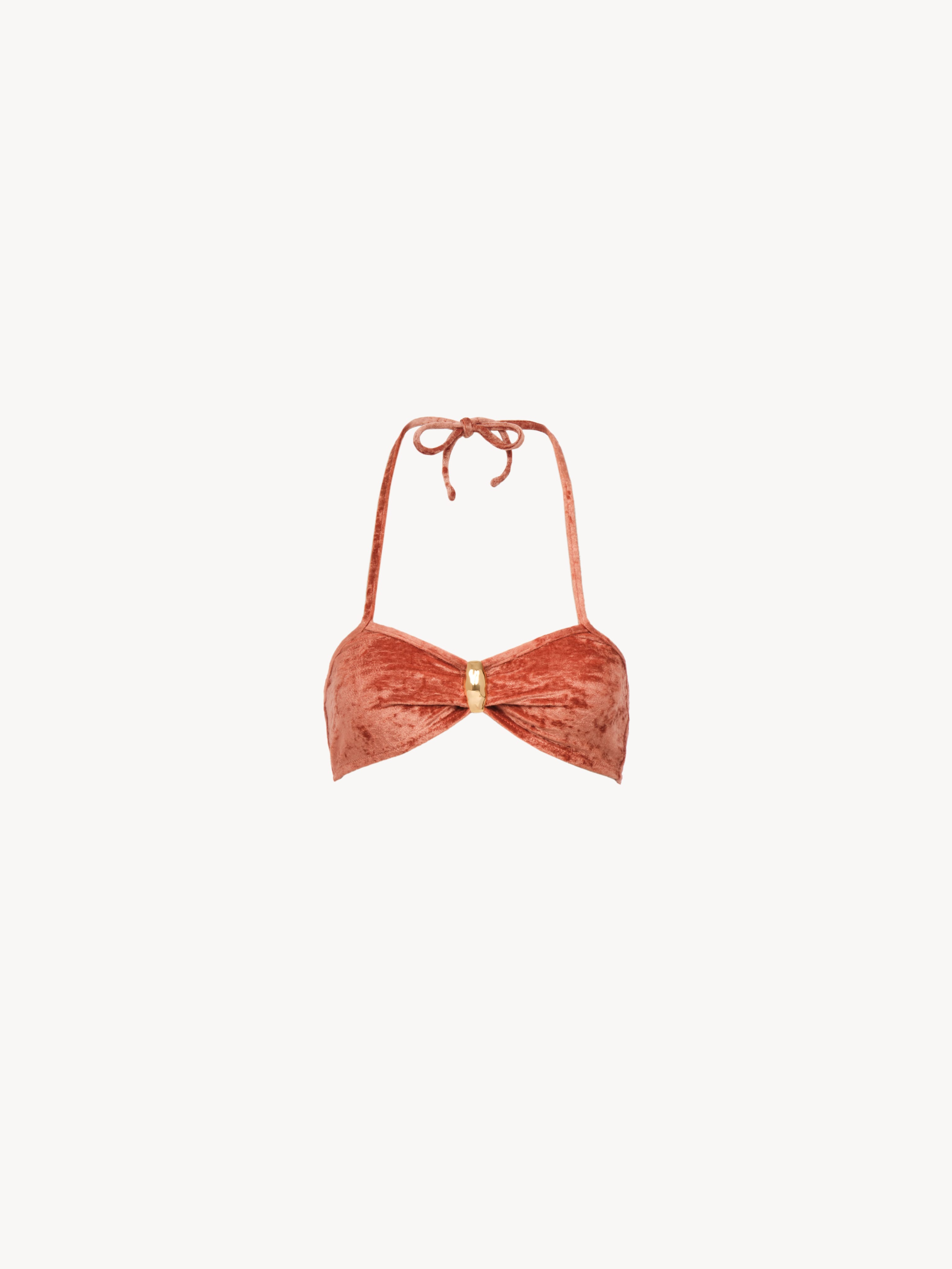 Coral halter bikini top - A