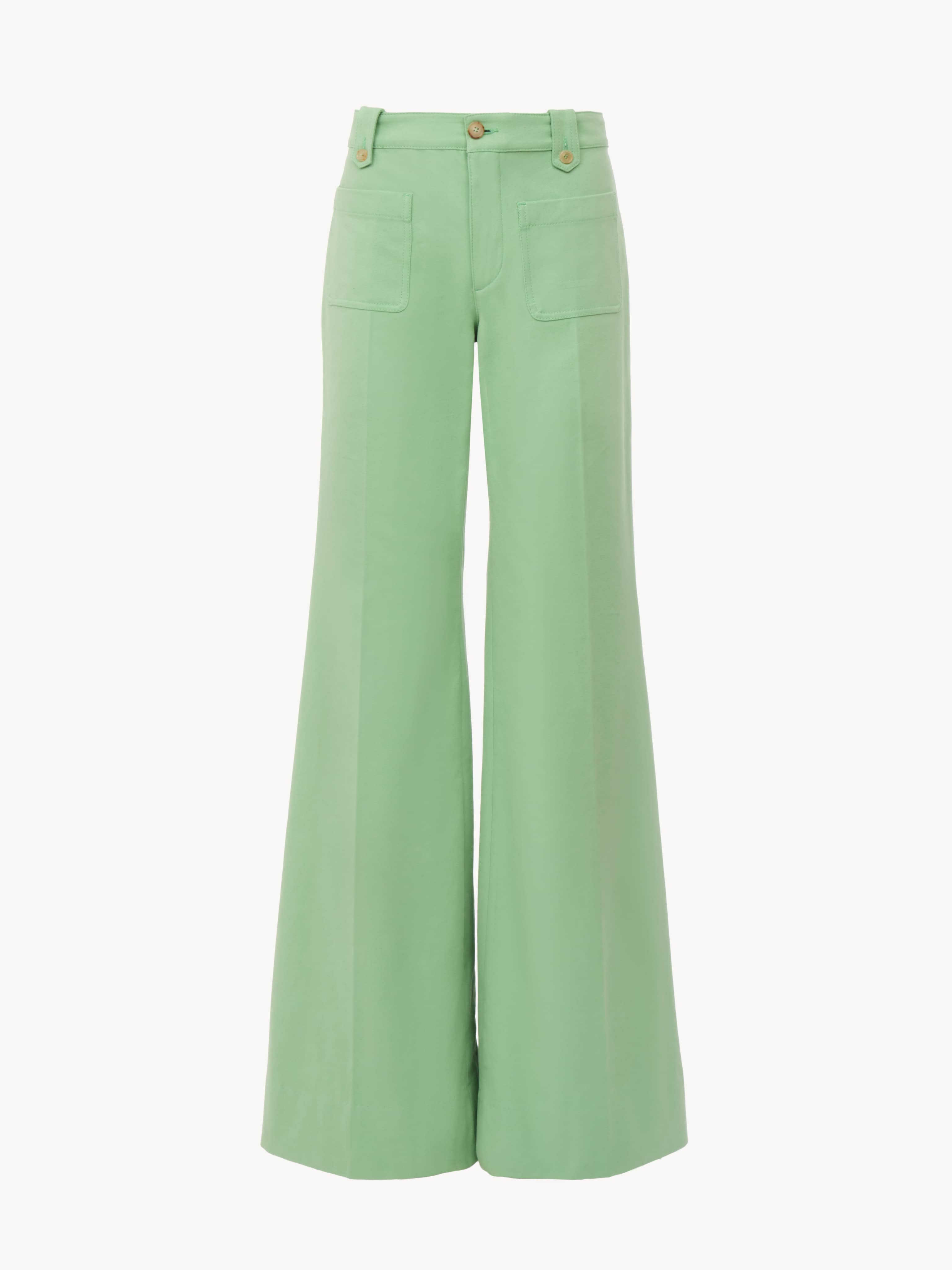 Flared pants in cotton canvas - A