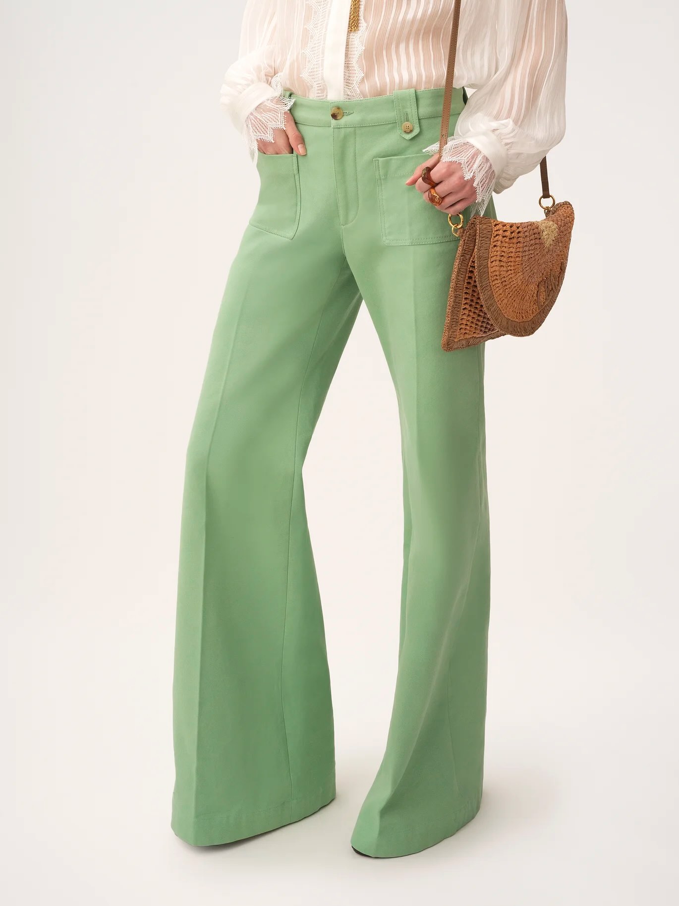 Flared pants in cotton canvas - B
