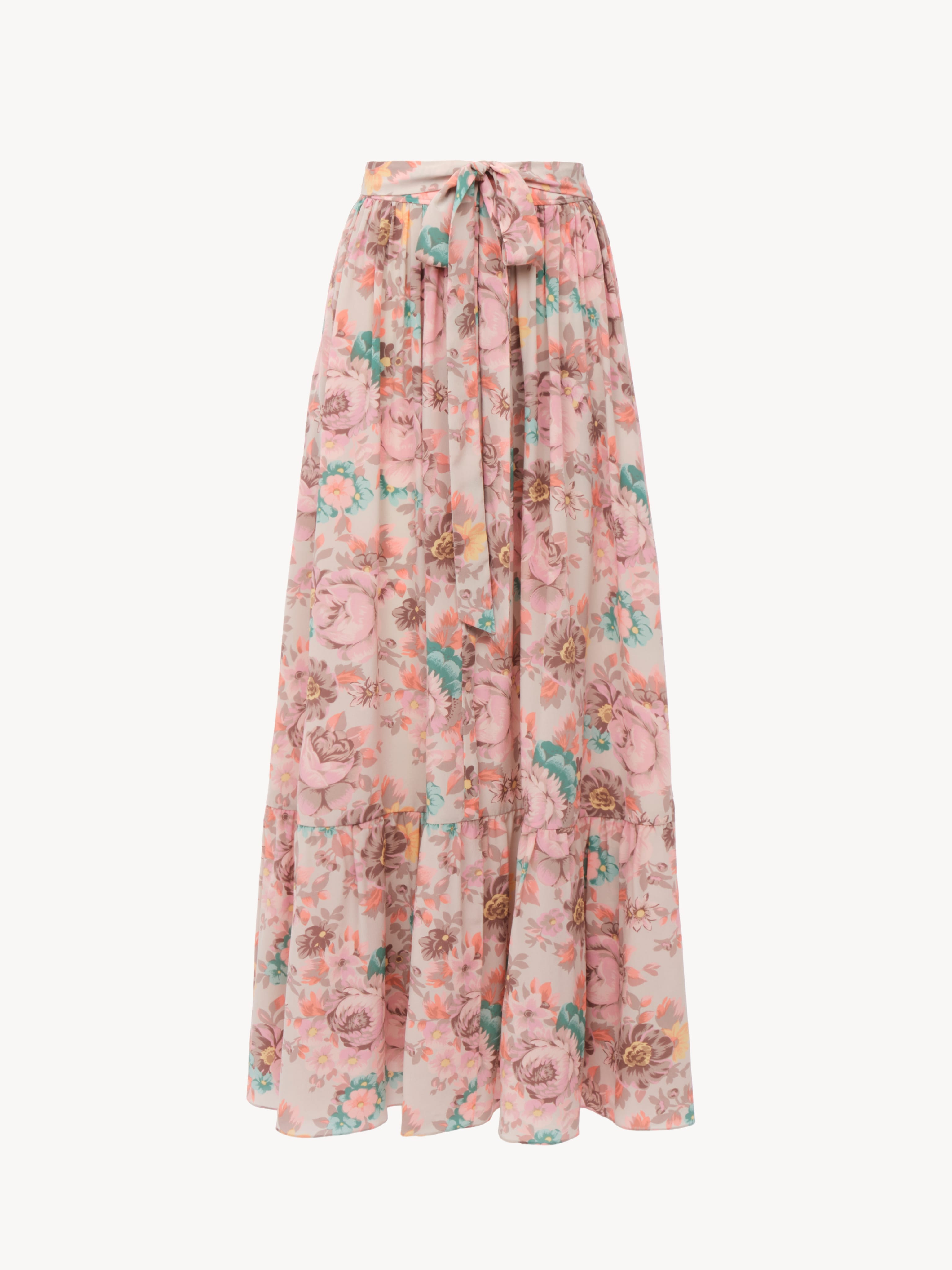 Pink floral maxi skirt - A